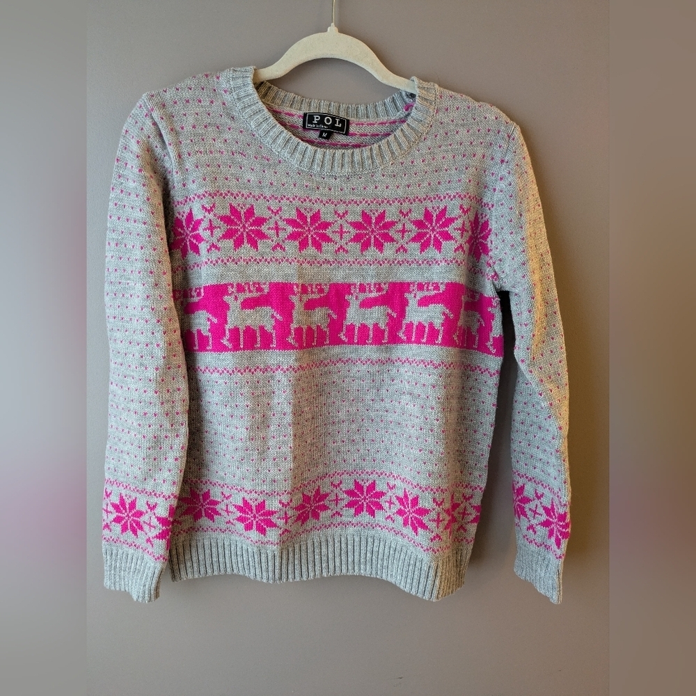 POL M Sweater with Reindeer And Snowflakes